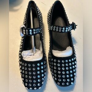 Black flats with rhinestones! Brand new!